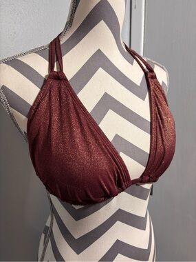wild fable Shimmery Burgundy Halter Bikini Top